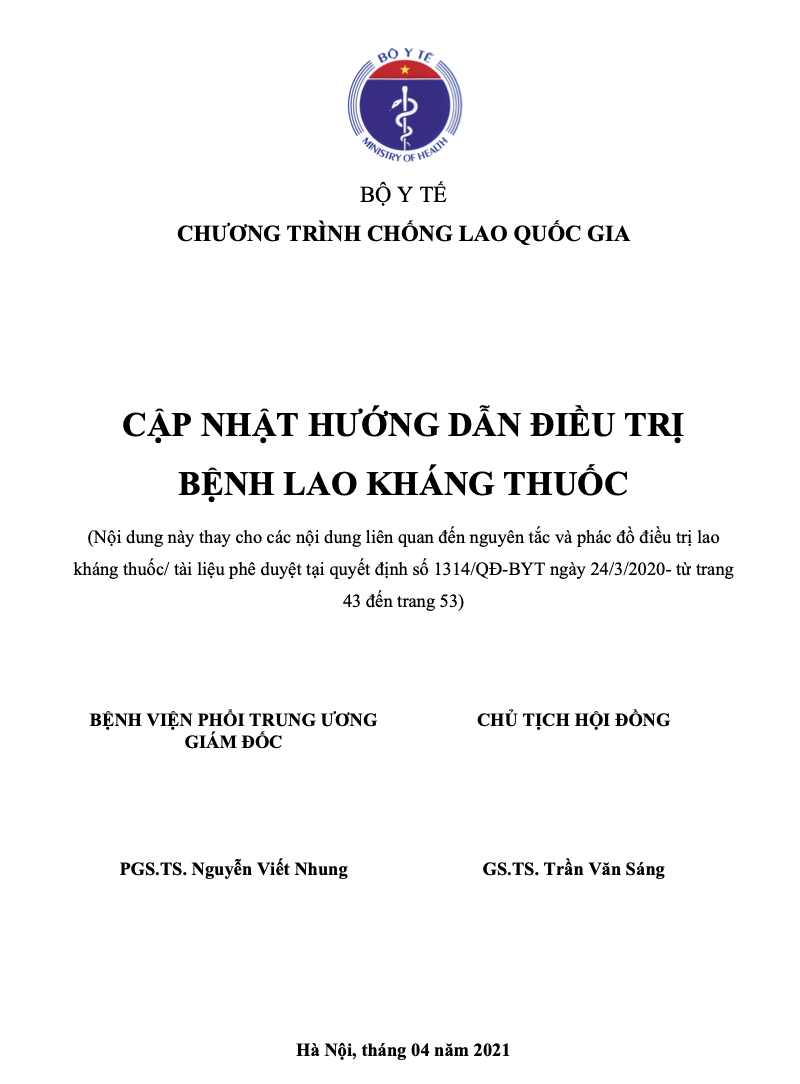 BYT - CTCLQG: Cập nhật Hướng dẫn Điều trị bệnh Lao kháng thuốc