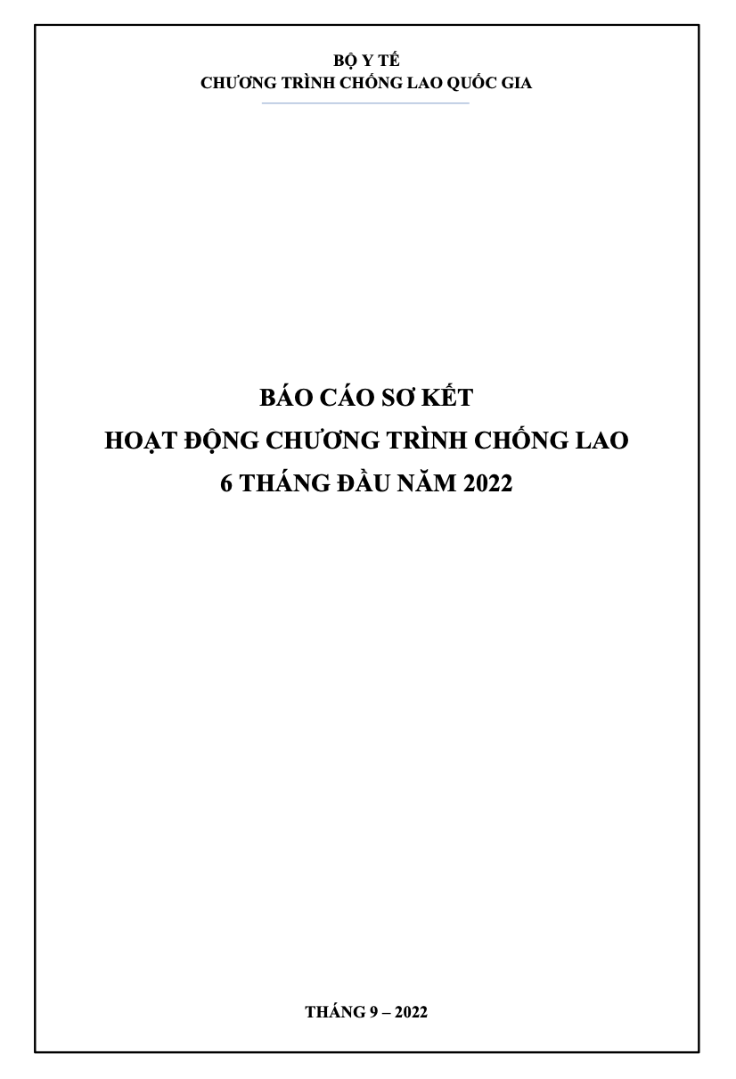 Báo cáo Sơ kết Hoạt động Chương trình Chống Lao 6 tháng đầu năm 2022