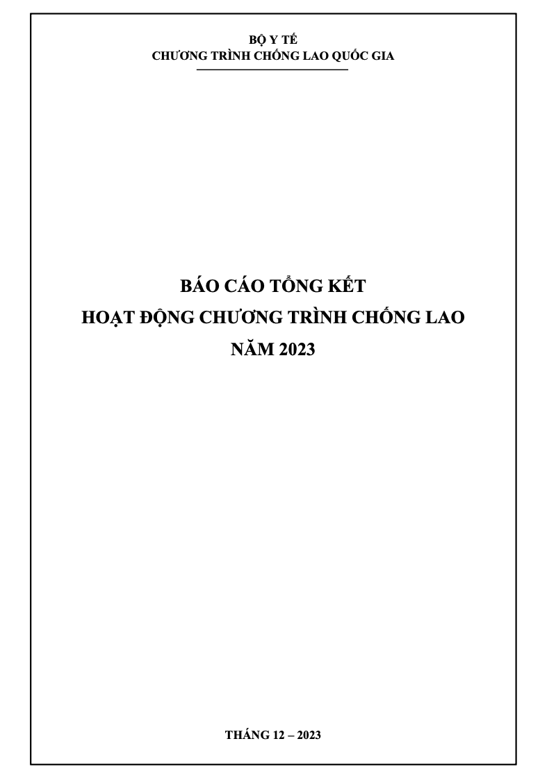 Báo cáo Tổng kết Hoạt động Chương trình Chống Lao năm 2023